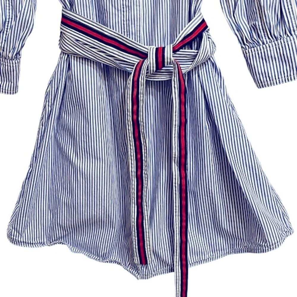 Nordstrom 1901 Striped Blue & White Cotton Shirtdress Belt Cotton Obi Sash Sz 6 - Picture 6 of 12